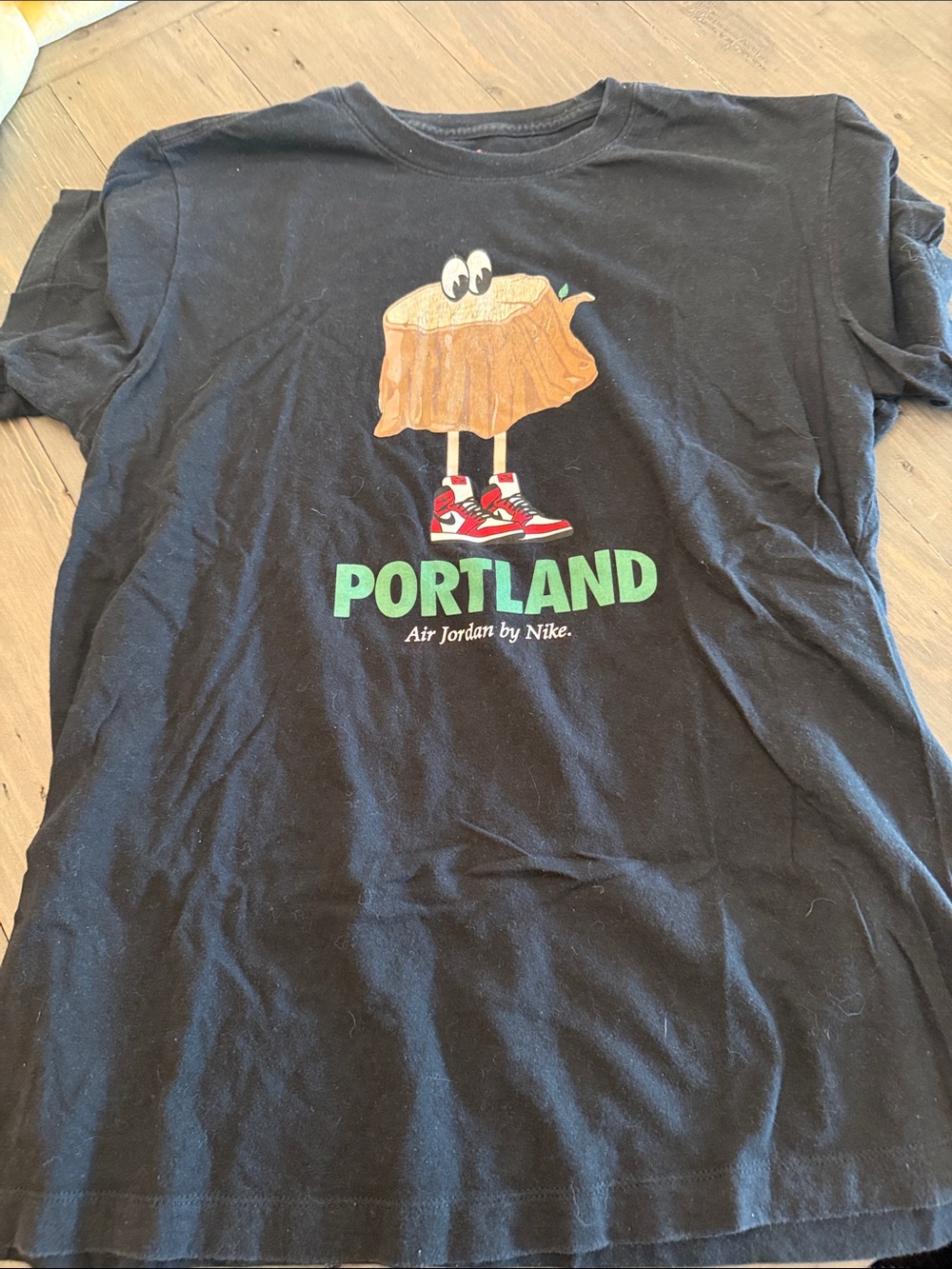 Jordan Kids Black Portland Graphic Tee with Red Sneakers